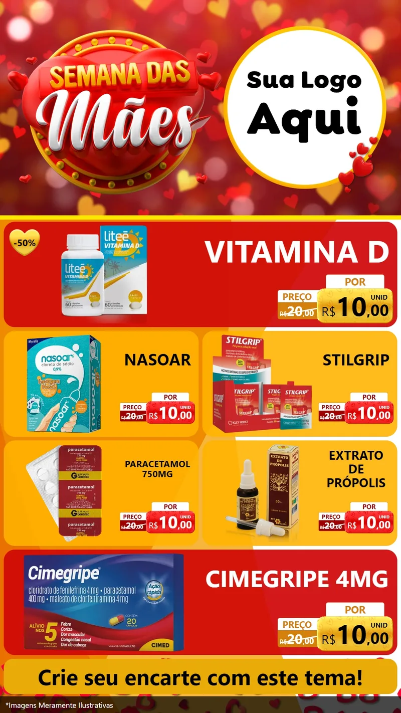 Modelo de TV para TV Vertical com o tema Semana das Mães para Farmácia