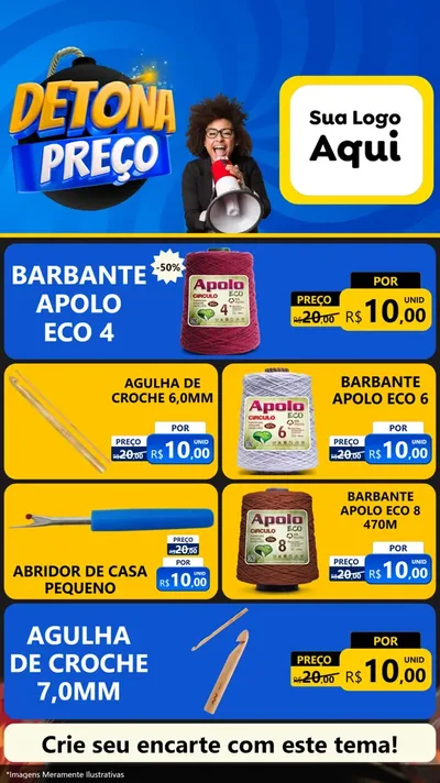 Modelo de TV para TV Vertical com o tema Detona Preços para Armarinho e Aviamentos