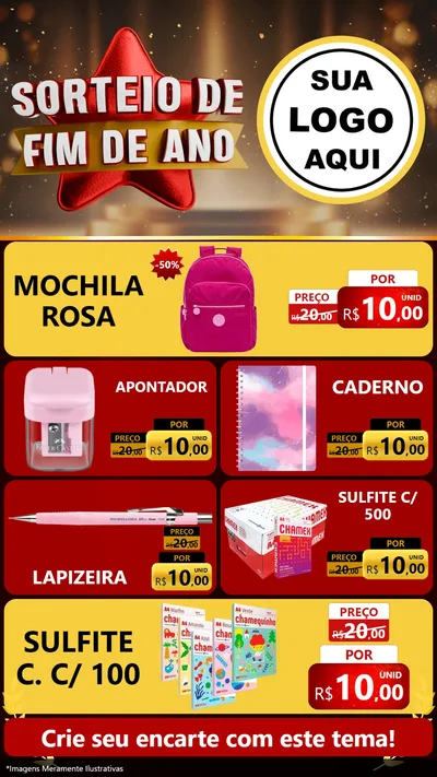 Modelo de TV para TV Vertical com o tema Sorteio de Fim de Ano para Papelaria