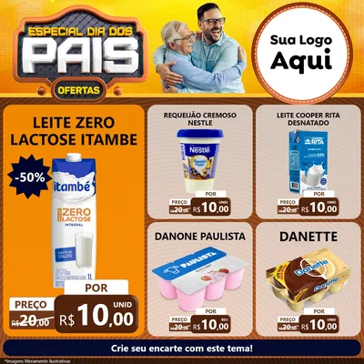 Modelo de Rede Social para Feed Facebook com o tema Especial Dia dos Pais para Frios e Laticínios