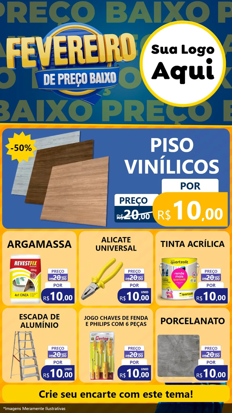 Modelo de Rede Social para Stories com o tema Fevereiro de Preço Baixo para Material para Construção