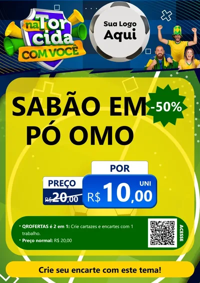 Modelo de Cartaz para Cartaz A4 Vertical com o tema Na Torcida Com Você - Copa para Produtos de Limpeza