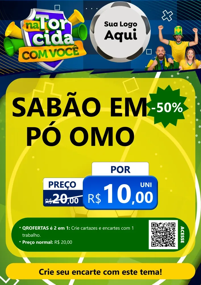Modelo de Cartaz para Cartaz A4 Vertical com o tema Na Torcida Com Você - Copa para Produtos de Limpeza
