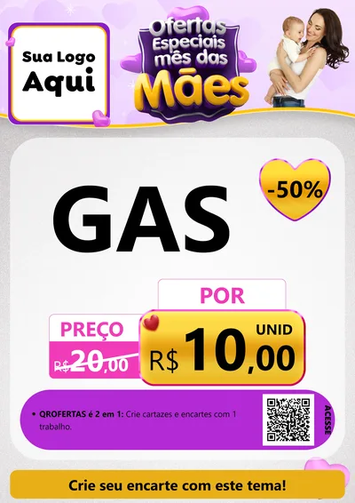 Modelo de Cartaz para Cartaz A4 Vertical com o tema Ofertas Especiais - Mês das Mães para Água e gás