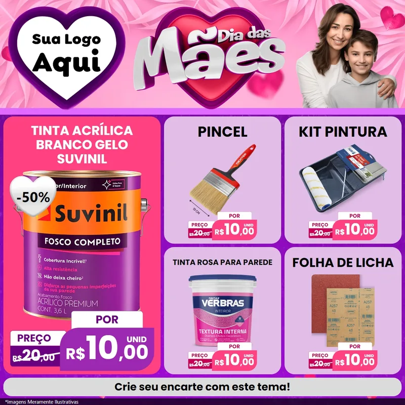 Modelo de Rede Social para Feed Facebook com o tema Dia das Mães para Tintas e Ferramentas