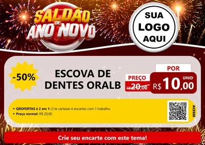 Modelo de Cartaz para Cartaz A4 Horizontal com o tema Saldão de Ano Novo para Higiene Pessoal