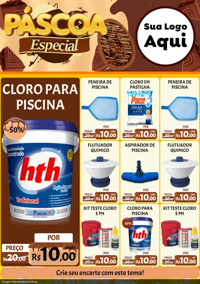 Modelo de Encarte para Encarte A4 Vertical com o tema Páscoa Especial para Produtos para Piscina