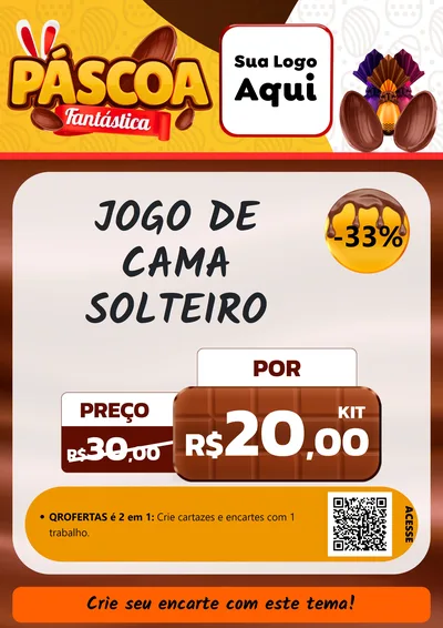 Modelo de Cartaz para Cartaz A4 Vertical com o tema Páscoa Fantástica para Cama, Mesa e Banho