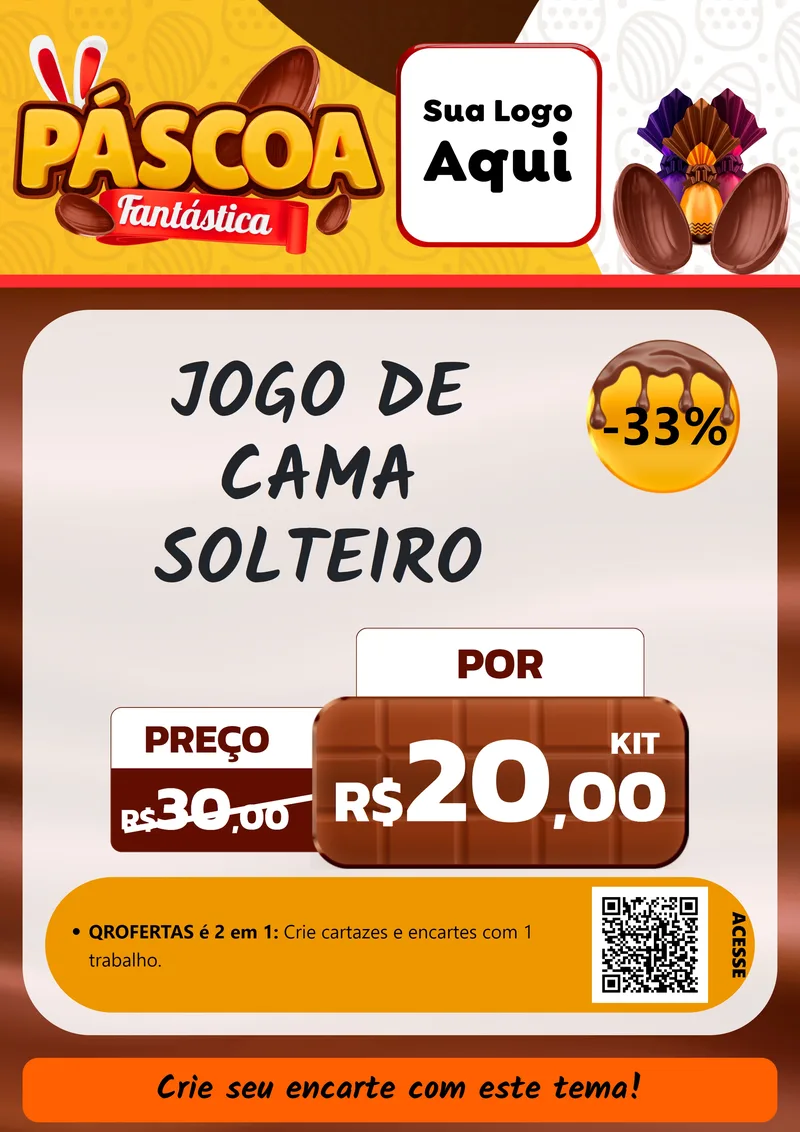 Modelo de Cartaz para Cartaz A4 Vertical com o tema Páscoa Fantástica para Cama, Mesa e Banho