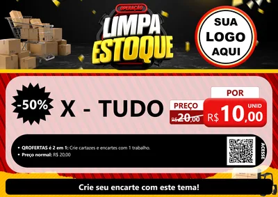 Modelo de Cartaz para Cartaz A4 Horizontal com o tema Operação Limpa Estoque para Hamburgueria
