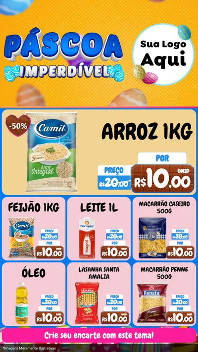 Modelo de Rede Social para Stories com o tema Páscoa Imperdível para Supermercado