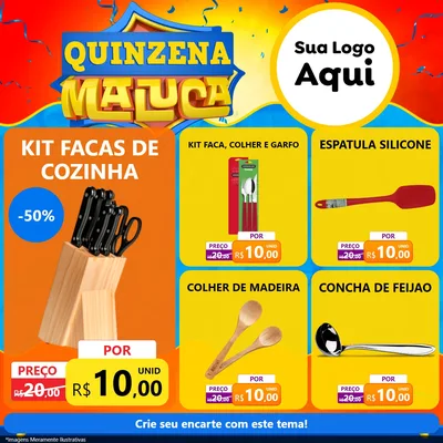 Modelo de Rede Social para Feed Facebook com o tema Quinzena Maluca para Utilidades Domésticas