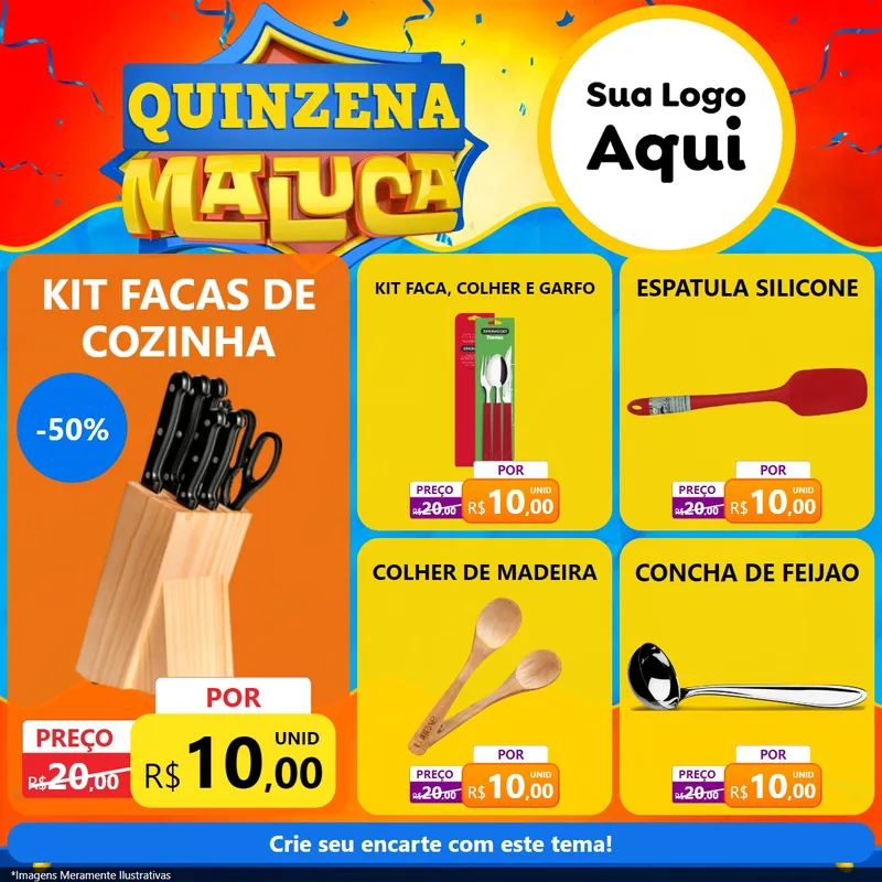 Modelo de Rede Social para Feed Facebook com o tema Quinzena Maluca para Utilidades Domésticas
