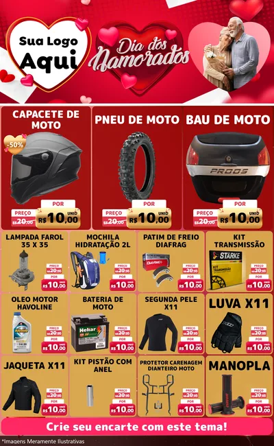 Modelo de Encarte para Encarte Grande com o tema Dia Dos Namorados para Moto peças