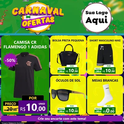 Modelo de Rede Social para Feed Facebook com o tema Carnaval de Ofertas para Roupas e acessórios