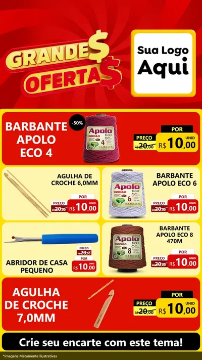Modelo de TV para TV Vertical com o tema Grandes Ofertas para Armarinho e Aviamentos