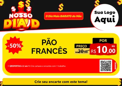 Modelo de Cartaz para Cartaz A4 Horizontal com o tema Nosso Dia D para Padaria