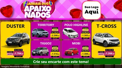 Modelo de TV para TV Horizontal com o tema Arraiá dos Apaixonados para Concessionaria de Carros