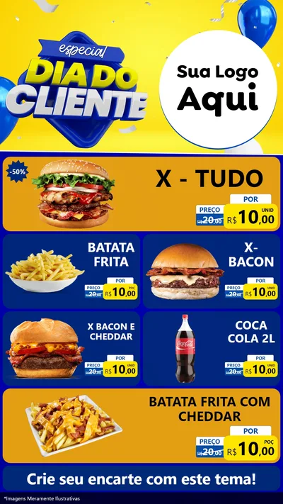 Modelo de TV para TV Vertical com o tema Especial Dia do Cliente para Hamburgueria