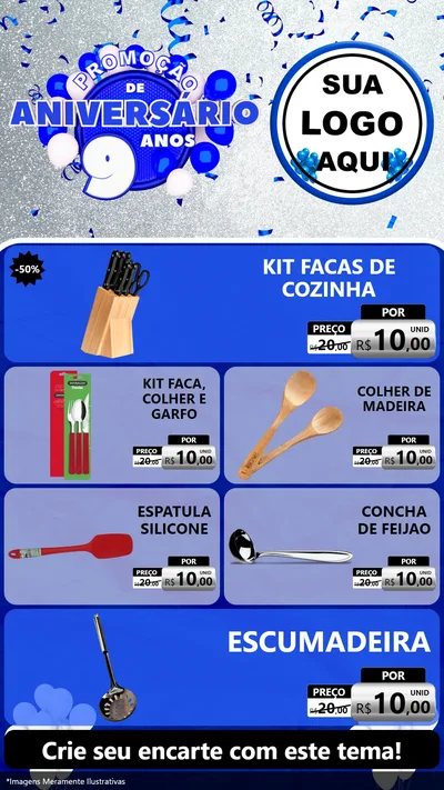 Modelo de TV para TV Vertical com o tema Promoção de Aniversário - 9 Anos para Utilidades Domésticas