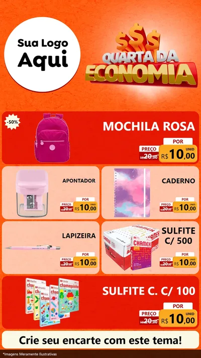 Modelo de TV para TV Vertical com o tema Quarta da Economia para Papelaria