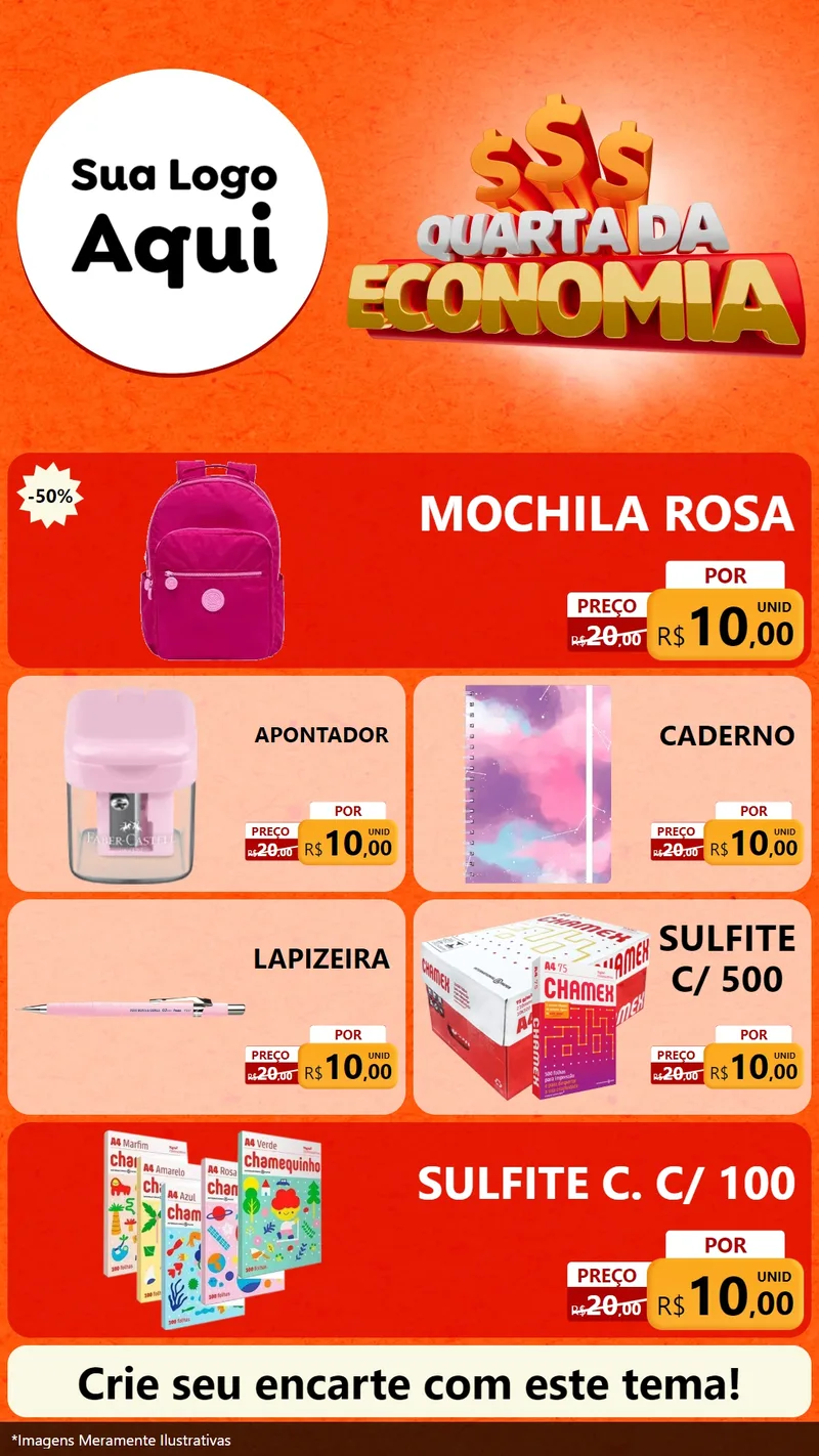 Modelo de TV para TV Vertical com o tema Quarta da Economia para Papelaria