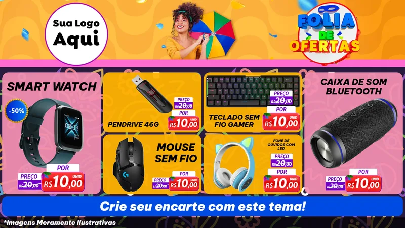 Modelo de TV para TV Horizontal com o tema Folia de Ofertas para Informática