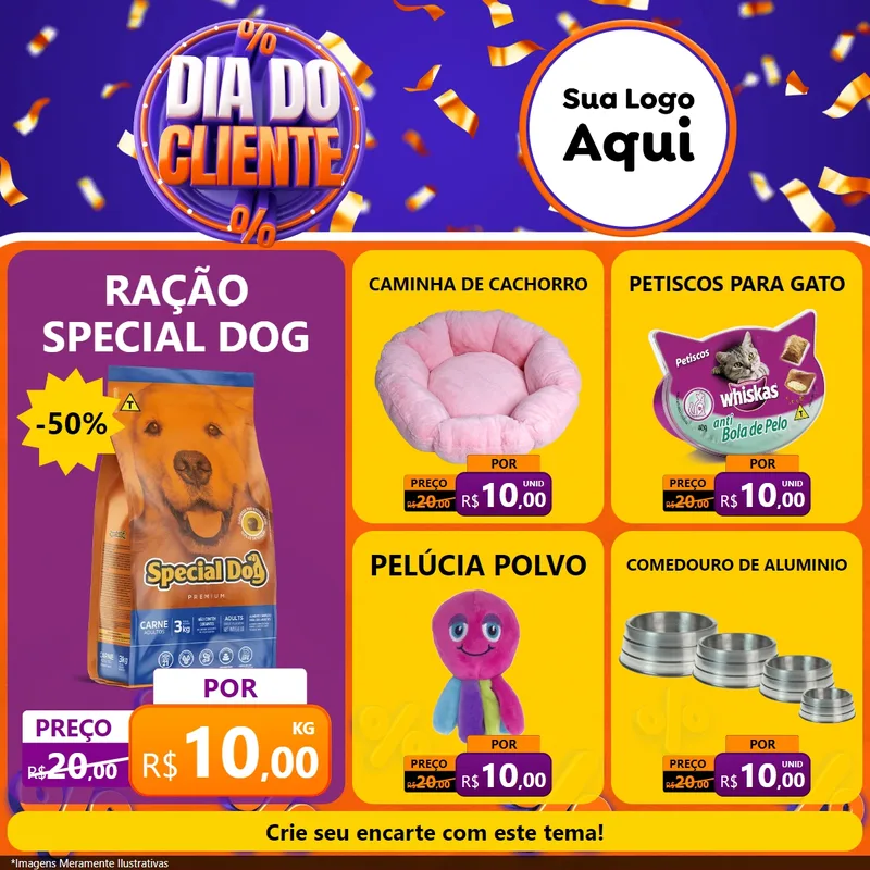 Modelo de Rede Social para Feed Facebook com o tema Dia do Cliente para Pet Shop