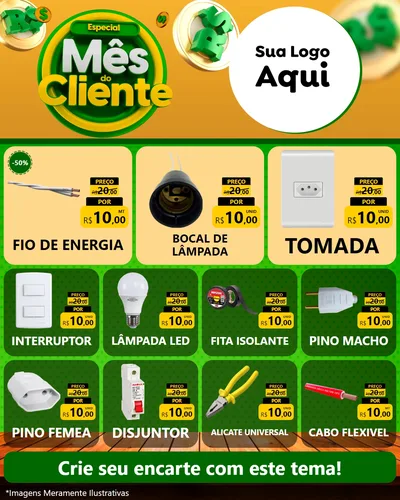 Modelo de Rede Social para Feed Instagram com o tema Especial Mês do Cliente para Materiais Elétricos