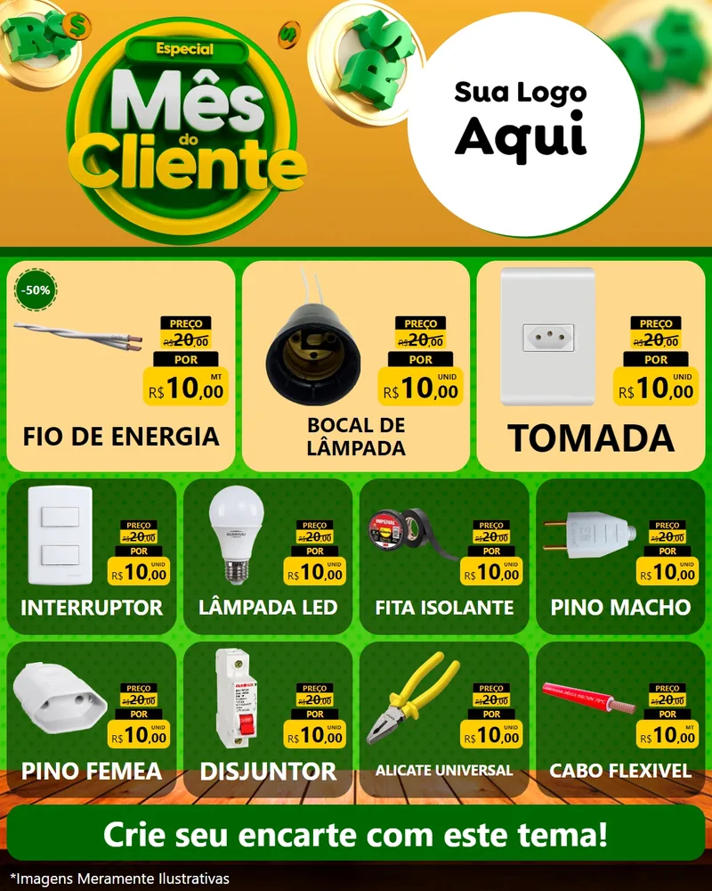 Modelo de Rede Social para Feed Instagram com o tema Especial Mês do Cliente para Materiais Elétricos