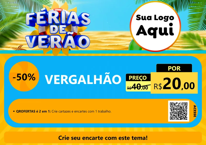 Modelo de Cartaz para Cartaz A4 Horizontal com o tema Férias de Verão para Ferragens