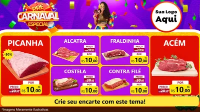 Modelo de TV para TV Horizontal com o tema Pré-Carnaval Especial para Açougue