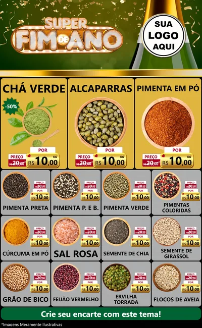 Modelo de Encarte para Encarte Grande com o tema Super Fim de Ano para Produtos Naturais