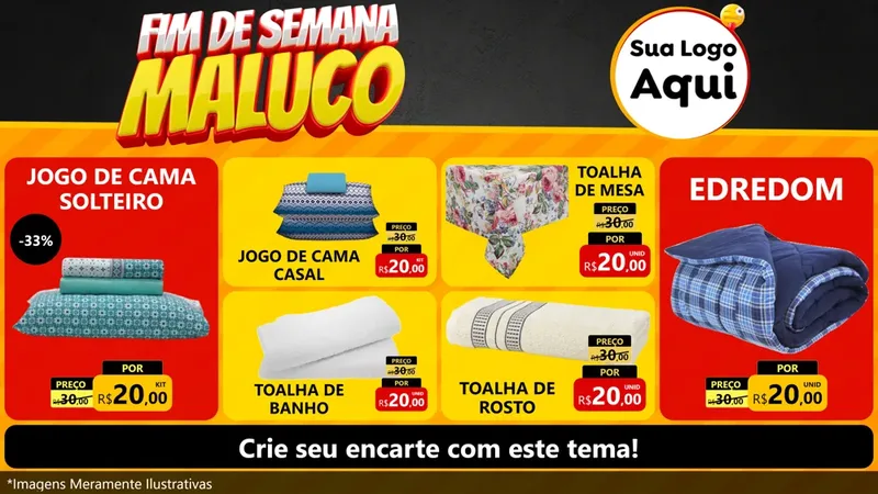 Modelo de TV para TV Horizontal com o tema Final de Semana Maluco para Cama, Mesa e Banho