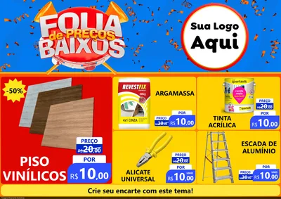 Modelo de Encarte para Encarte A4 Horizontal com o tema Folia de Preços Baixos para Material para Construção