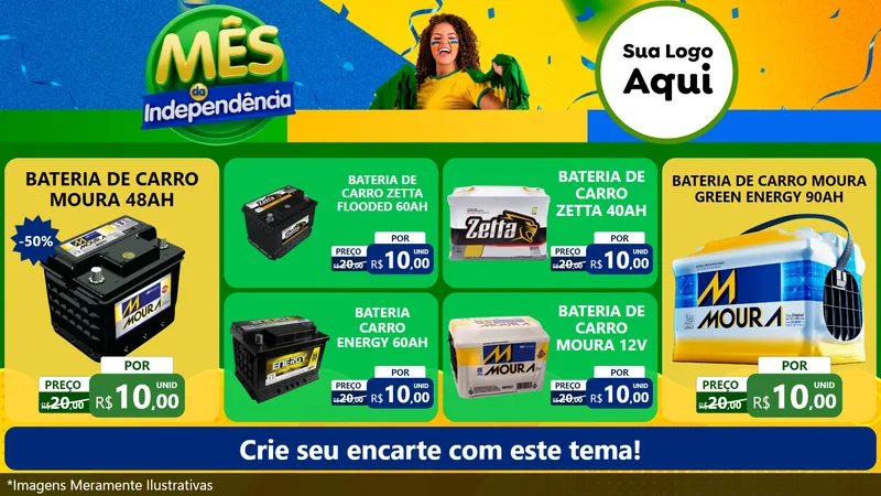 Modelo de TV para TV Horizontal com o tema Mês da Independência para Baterias Elétricas