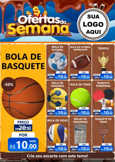Modelo de Encarte para Encarte A4 Vertical com o tema Ofertas da Semana - Páscoa para Artigos Esportivos