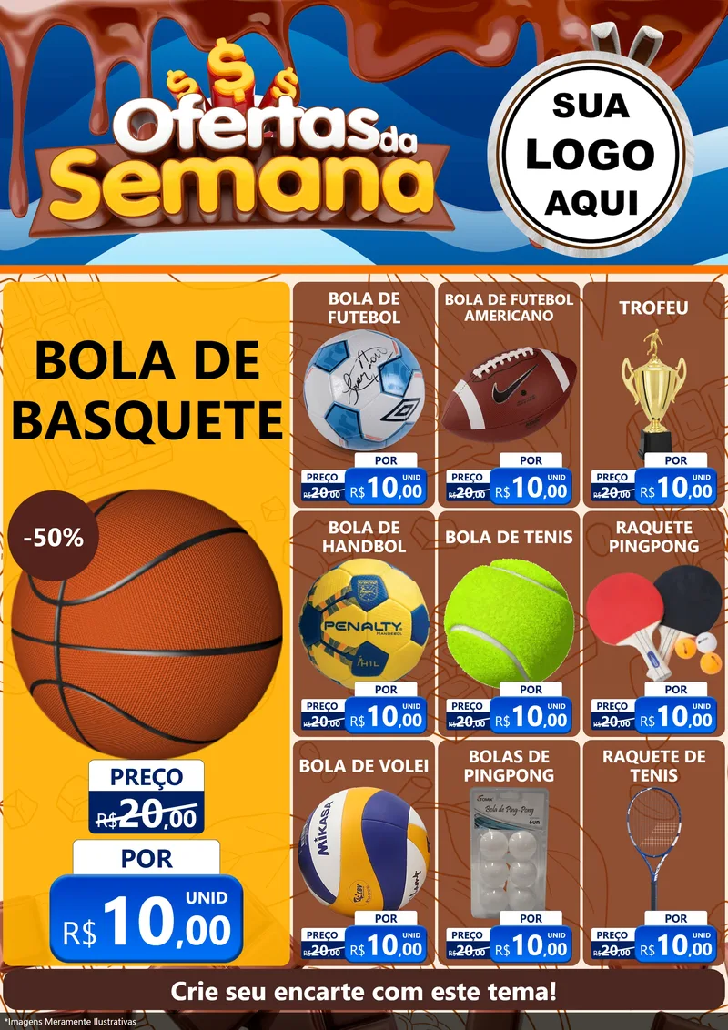 Modelo de Encarte para Encarte A4 Vertical com o tema Ofertas da Semana - Páscoa para Artigos Esportivos