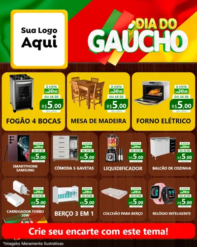 Modelo de Rede Social para Feed Instagram com o tema Dia do Gaúcho para Móveis e Eletro