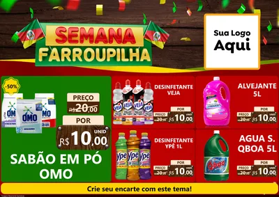Modelo de Encarte para Encarte A4 Horizontal com o tema Semana Farroupilha para Produtos de Limpeza