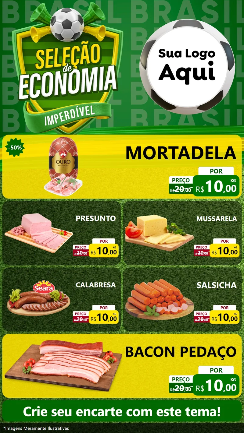 Modelo de TV para TV Vertical com o tema Seleção de Economia - Copa para Frios e Laticínios