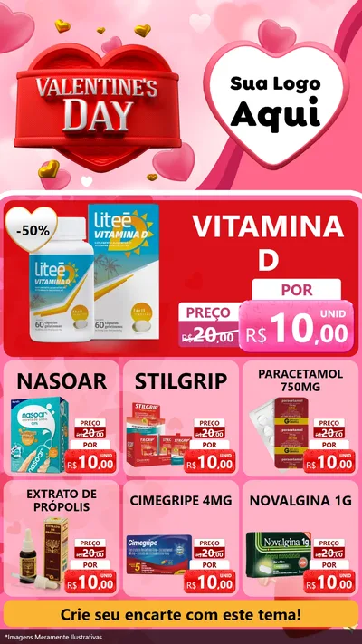 Modelo de Rede Social para Stories com o tema Valentine's Day para Farmácia