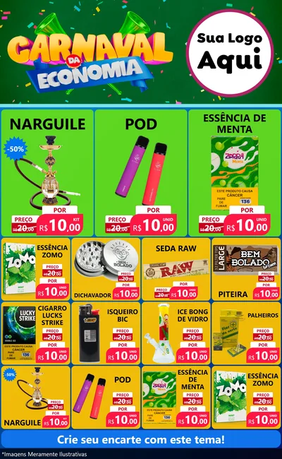 Modelo de Encarte para Encarte Grande com o tema Carnaval da Economia para Tabacaria