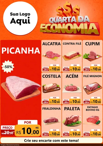 Modelo de Encarte para Encarte A4 Vertical com o tema Quarta da Economia para Açougue