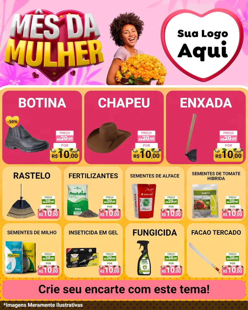 Modelo de Rede Social para Feed Instagram com o tema Mês da Mulher para Agropecuária