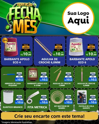 Modelo de Rede Social para Feed Instagram com o tema Operação Fecha Mês para Armarinho e Aviamentos