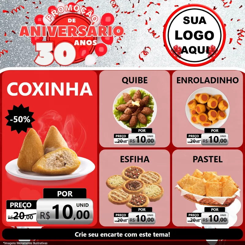 Modelo de Rede Social para Feed Facebook com o tema Promoção de Aniversário - 30 Anos para Salgadaria
