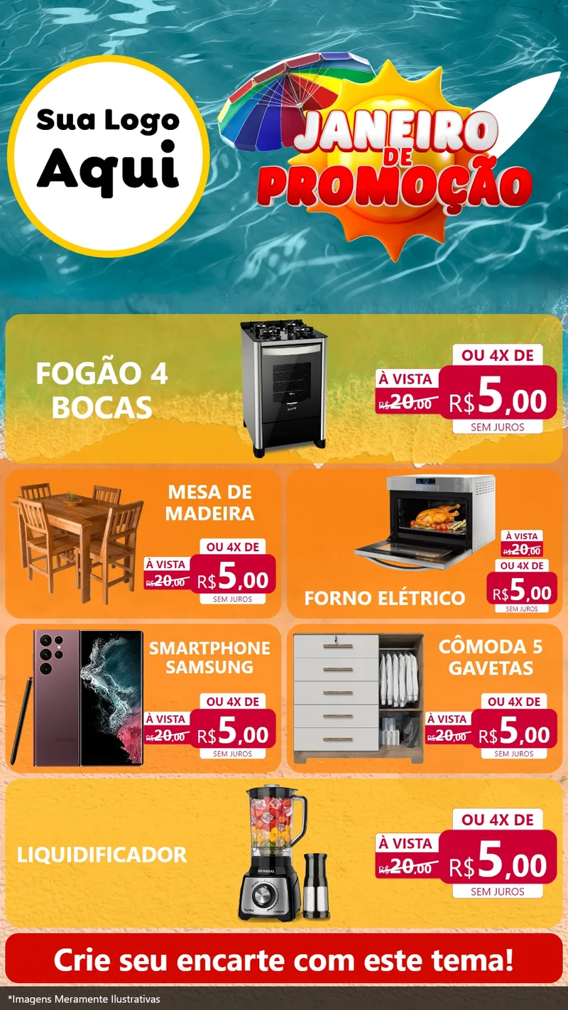 Modelo de TV para TV Vertical com o tema Janeiro de Promoção para Móveis e Eletro