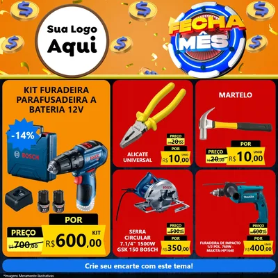 Modelo de Rede Social para Feed Facebook com o tema Fecha Mês para Maquinas e Ferramentas