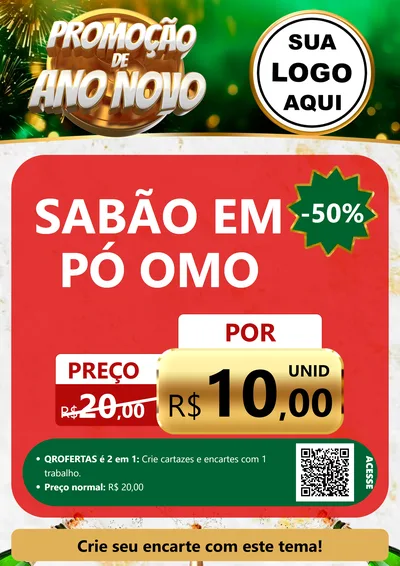 Modelo de Cartaz para Cartaz A4 Vertical com o tema Promoção de Ano Novo para Produtos de Limpeza